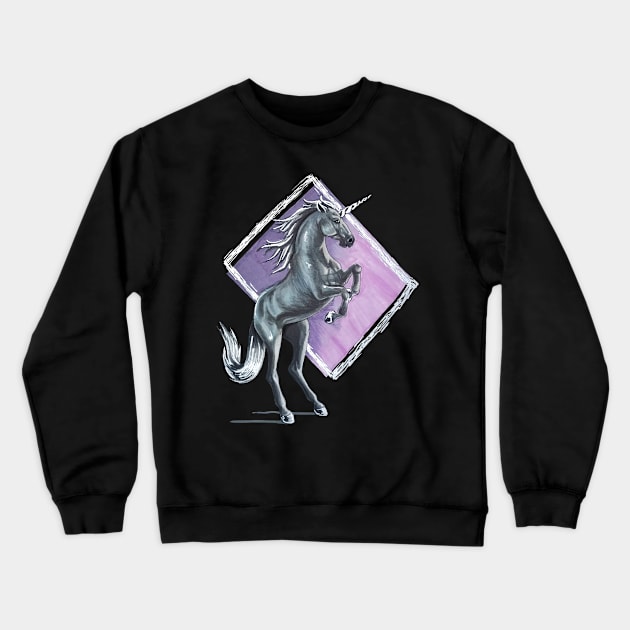 Rearing Unicorn Crewneck Sweatshirt by Lady Lilac